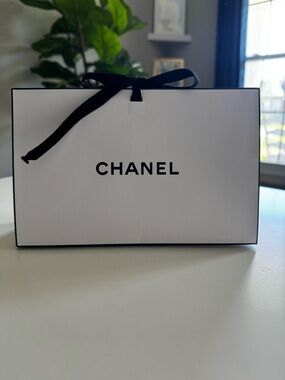 CHANEL White Box with Black Ribbon and Logo